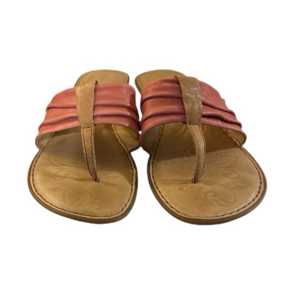 Børn Peach Cushion Leather T-Strap Thong Flip Flop Comfortable Sandals – Size 9 - Picture 1 of 5